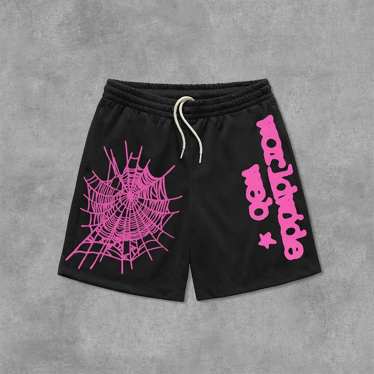 Spider Worldwide Web Print Drawstring Mesh Shorts SOPULA