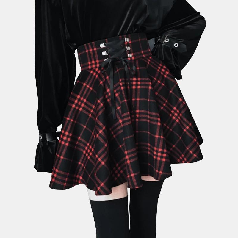 High Waist Plaid Mini Skirt - GothBB 2022 free shipping available