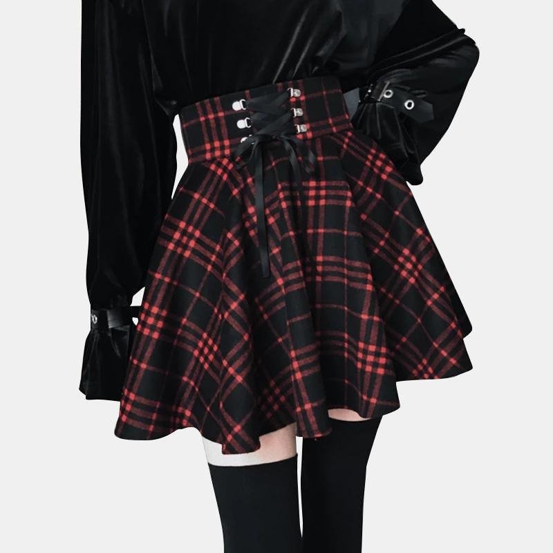 High Waist Plaid Mini Skirt
