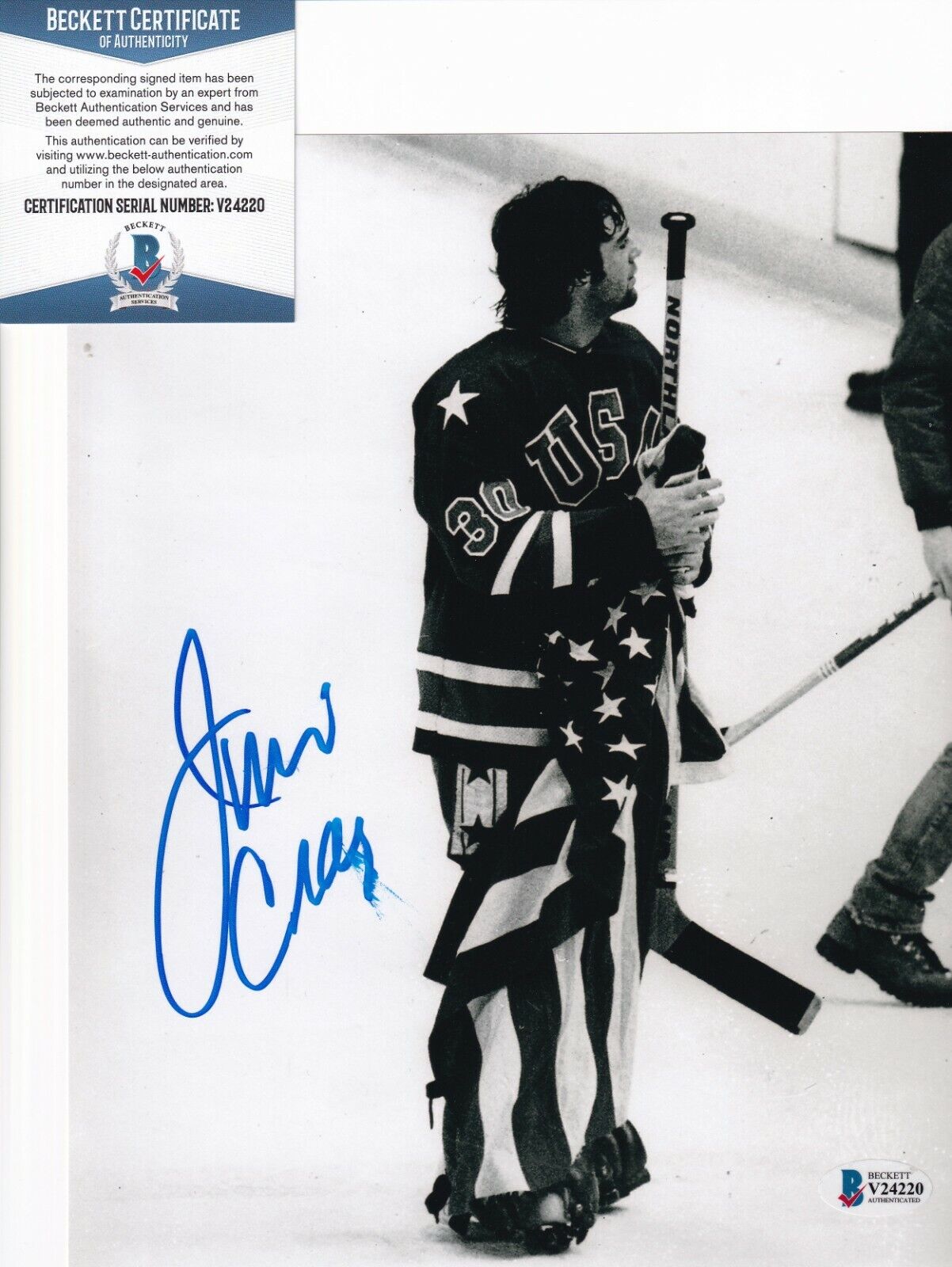 JIM CRAIG signed (TEAM USA) HOCKEY autographed 8X10 Photo Poster painting BECKETT BAS V24220