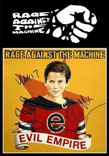 RAGE AGAINST THE MACHINE - SIGNED LP COVER - EVIL EMPIRE - Photo Poster painting POSTER INSERT