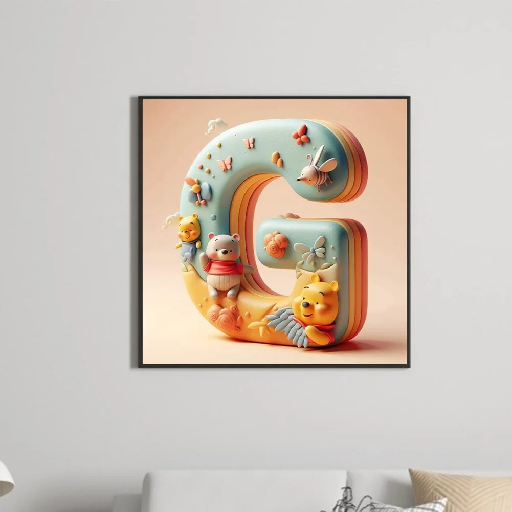 Full Round Diamond Painting 30*30cm - Winnie The Pooh'S 26 Letters G
