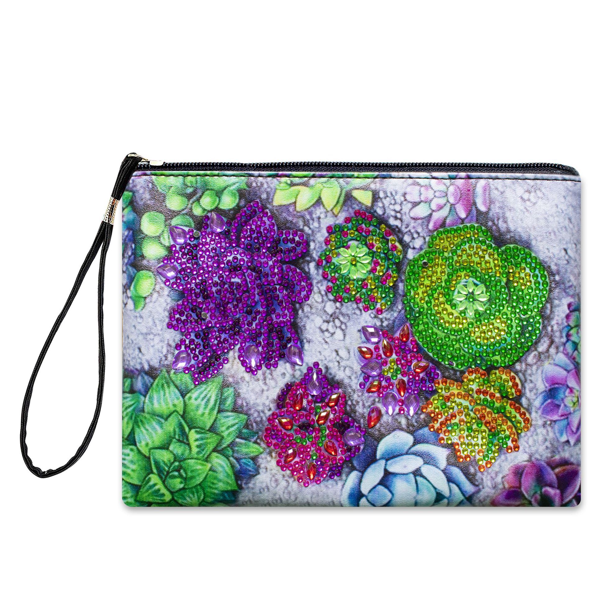 Cross mirror e-commerce fully hosted 5D diamond painting and painting handbag, makeup bag, succulent plant themed art craft bag