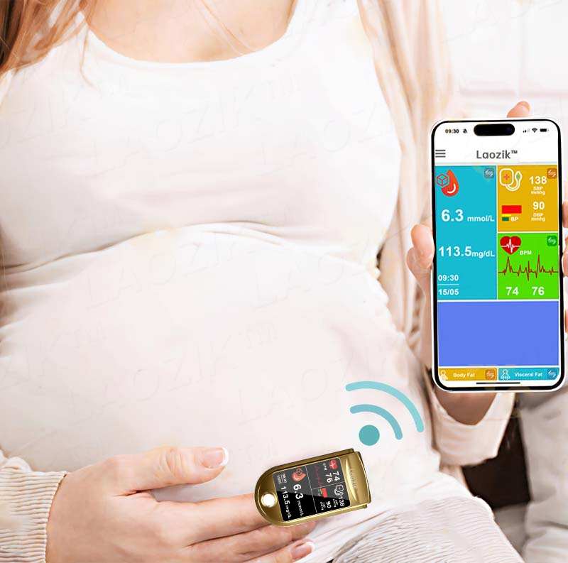 LaozikTM Professional 12in1 Glucose Vital Signs Monitor-Painless, Fast, Precise FDA-Backed(Made in California, USA)