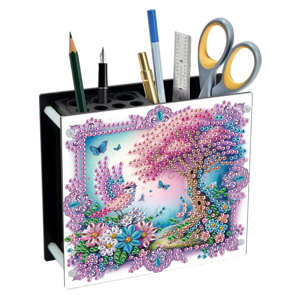 Acrylic Special Shape Tree DIY Diamond Painting Pen Holder for Home Study