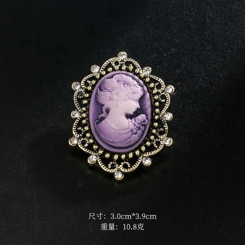 Retro Pin Portrait Alloy Plating Rhinestones Women’S Brooches