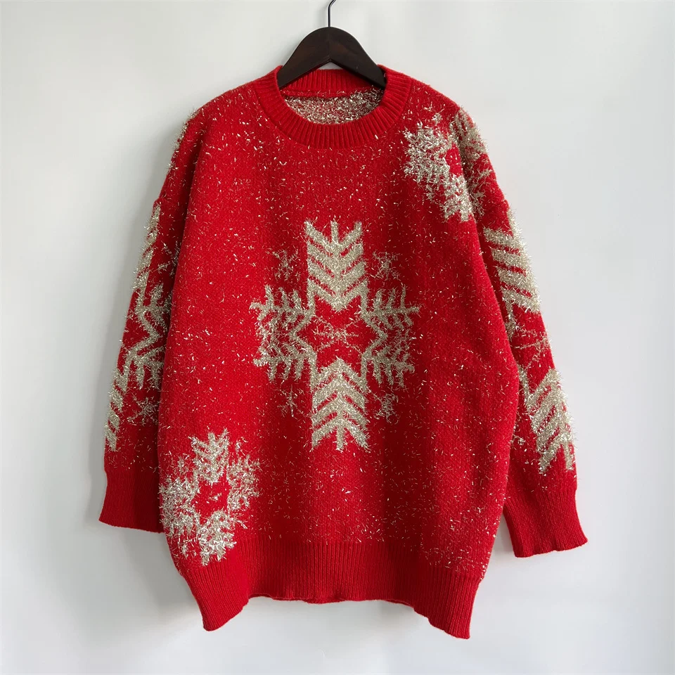 Big Snowflake Christmas Knit Pullover Sweater