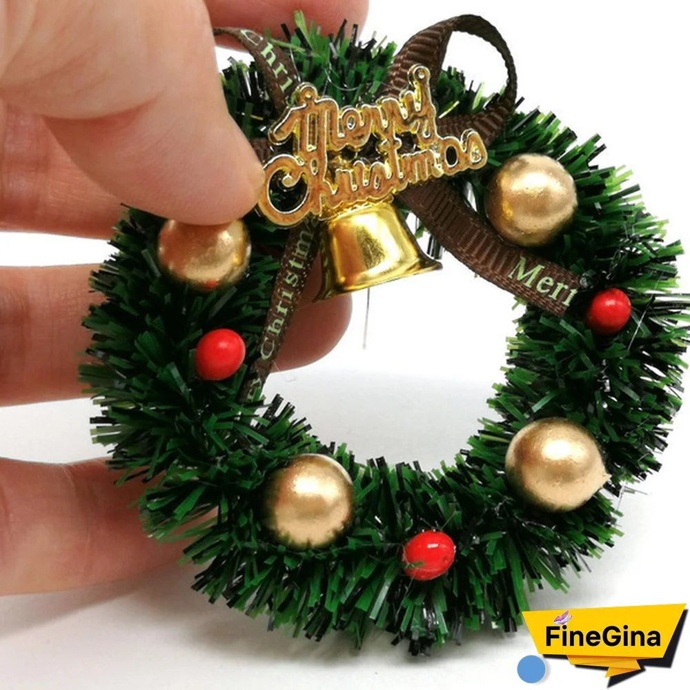 1Pc 1:12 Scale Dollhouse Mini Miniature Christmas Wreath Garland Christmas Ornaments Mini Decoration