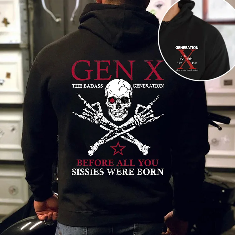 Generation X Skull Hoodie, The Badass Gen X Graphic Shirt, Hoodie, Sweatshirt, Custom Year Of Birth Shirt