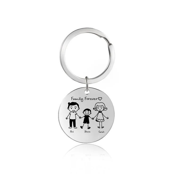 Personalized Family Gifts Keychain Custom 3 Names Mom Dad Son Kid Charm Keyring