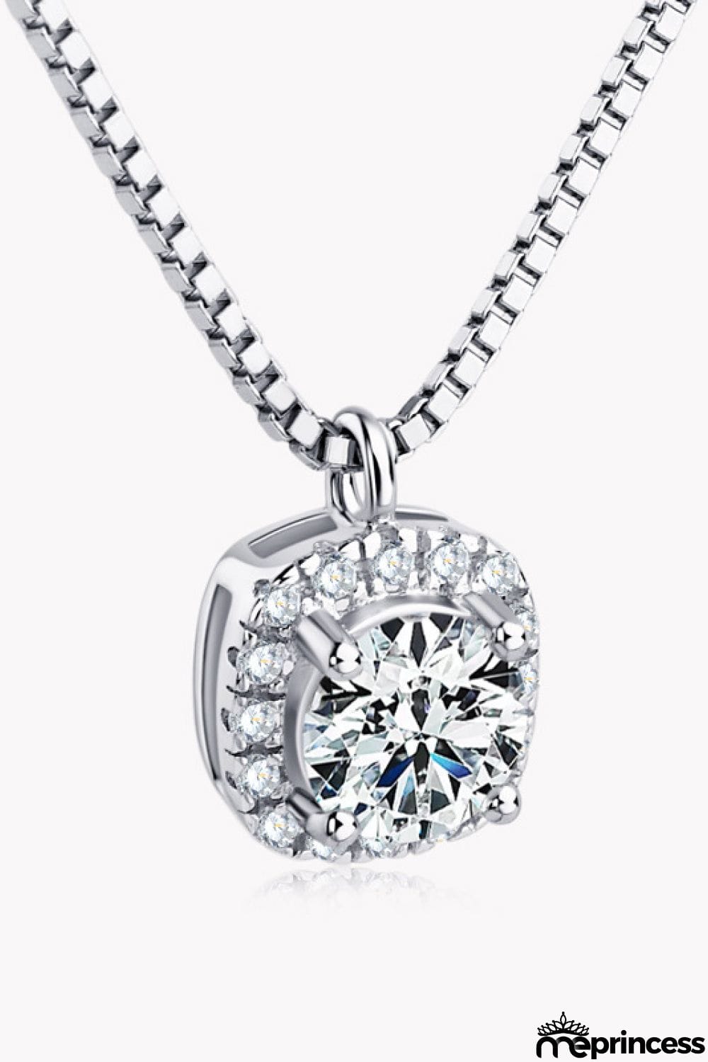 Moissanite Pendant Platinum-Plated Necklace
