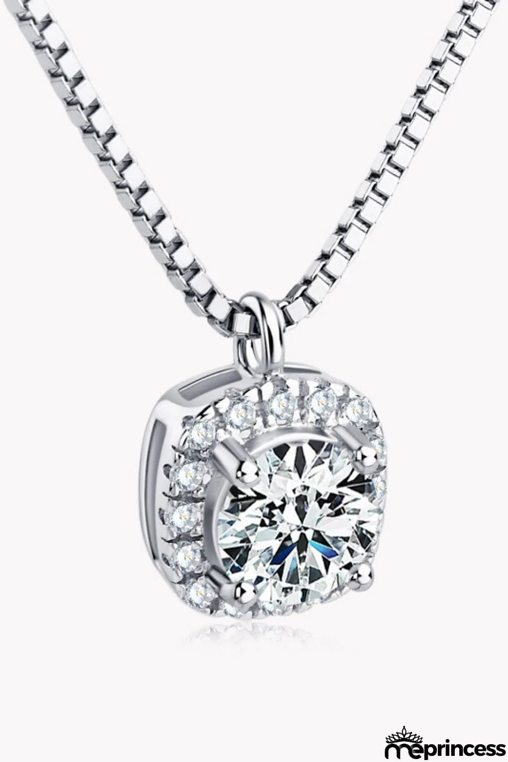 Moissanite Pendant Platinum-Plated Necklace