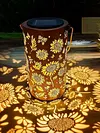 LED Hollow Iron Decor Light Solar Powered Hollowed Hanging Light IP55 Waterproof Rust Proof for Patio Yard Lawn Backyard Decor