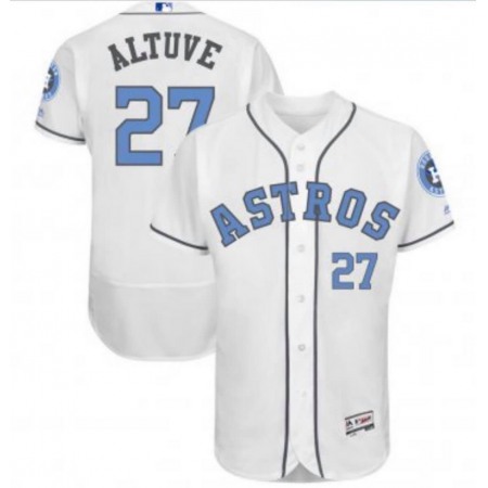 Men's Houston Astros #27 Jose Altuve White Flex Base Stitched Jersey L1ZG