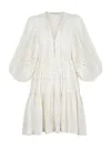 Loose Crochet Half Sleeves Mini Dress