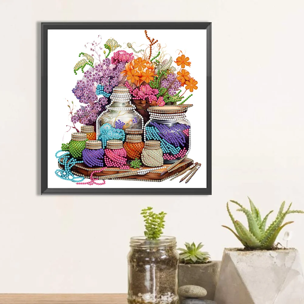 Diamond Painting - Partial Special Shaped Drill - Flower Sewing Machine(Canvas|30*30cm)
