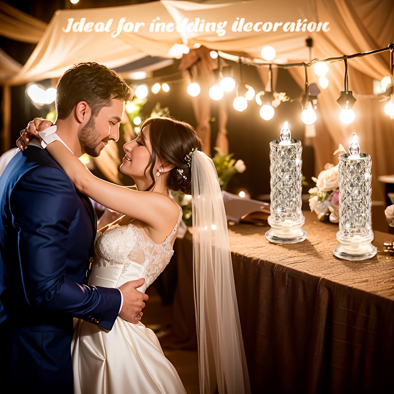 Tegooe 4-Pack Diamond-Cut LED Flameless Candles - Crystal Style Decorative Lights