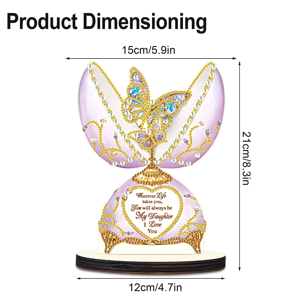 DIY Eggbreaker Butterfly Single Side Diamond Painting Wooden Crystal Painting Desktop Kit for Home Office Desktop Decor