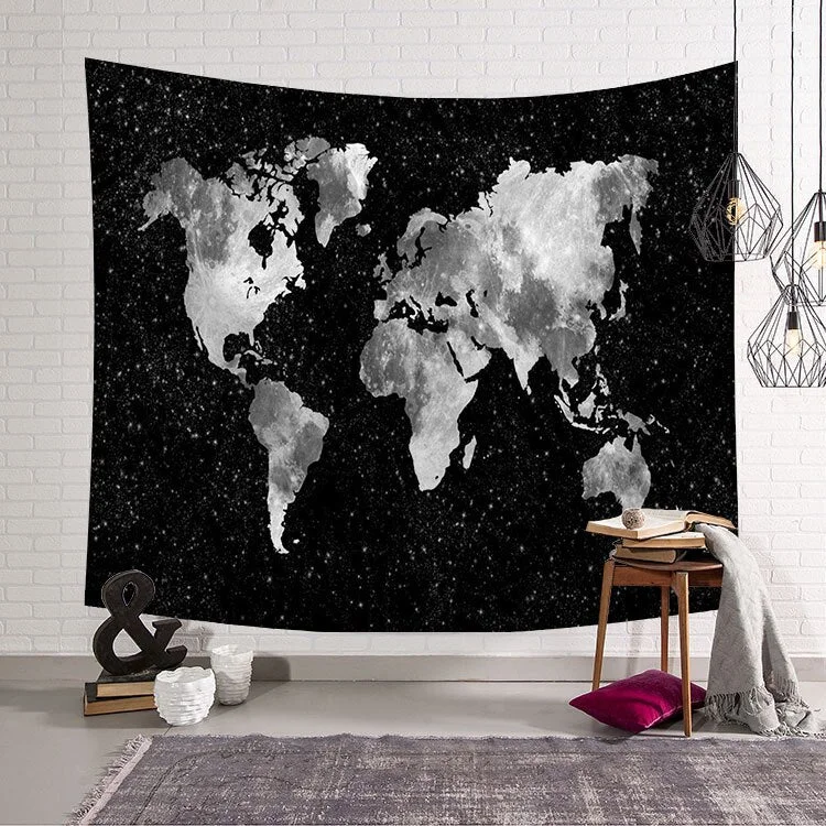 World Map Printed Tapestry Wall Hanging Boho Decor Mandala Wall Cloth Tapestry Yoga Mat Hippie Wall Hanging Tapestry Home Decor