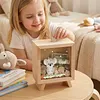 Personalized Cute Floral Bunny Bear Animals Wooden Clear Money Box Piggy Bank with Name Room Decor Birthday Gift for Girls Kids