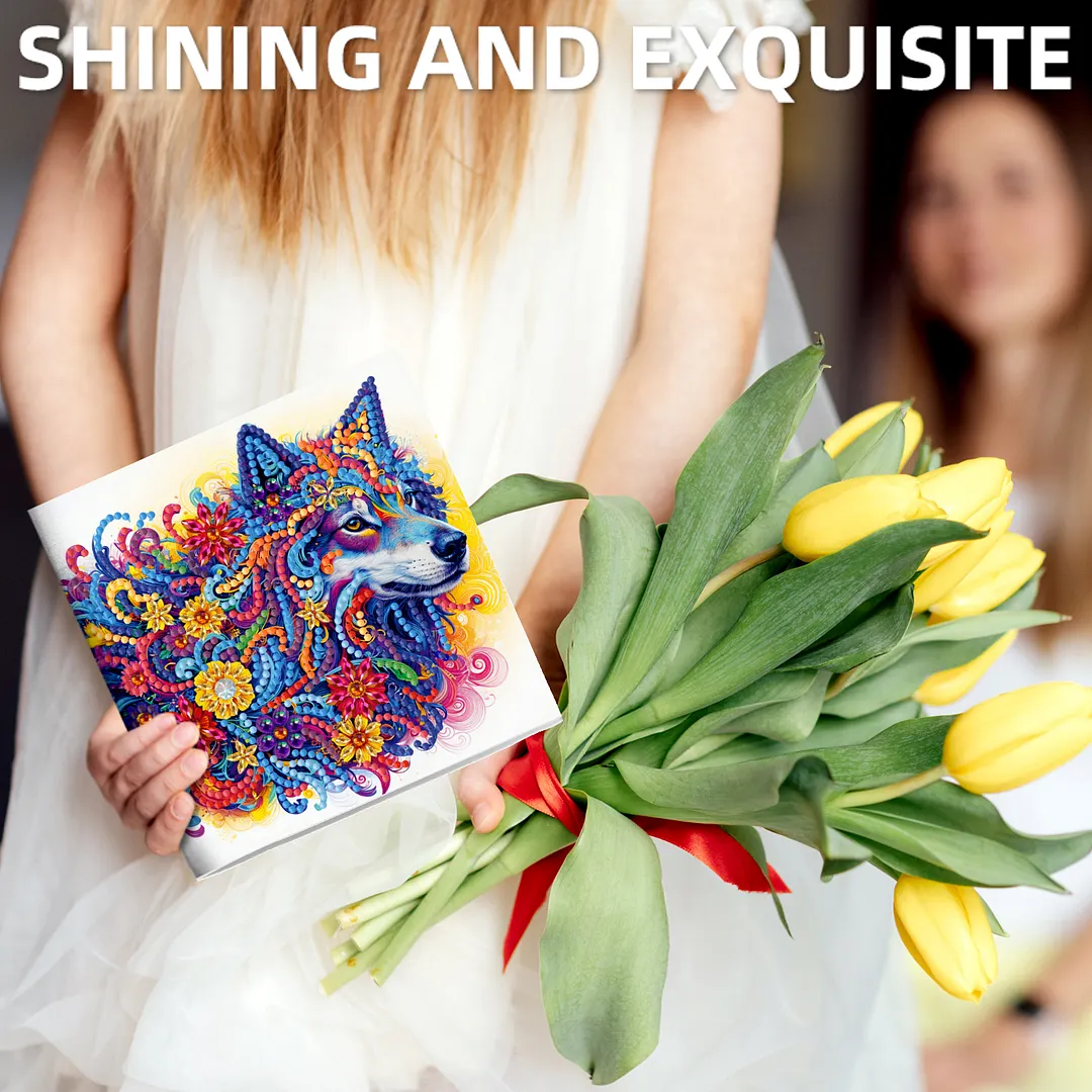 6pcs Mandala Flowers and Animals DIY Diamond Painting Greeting Card Kits with Envelopes Diamond Art Greeting Cards Diamond Art Cards Kits for Adults DIY Crafts Family Friend Gifts