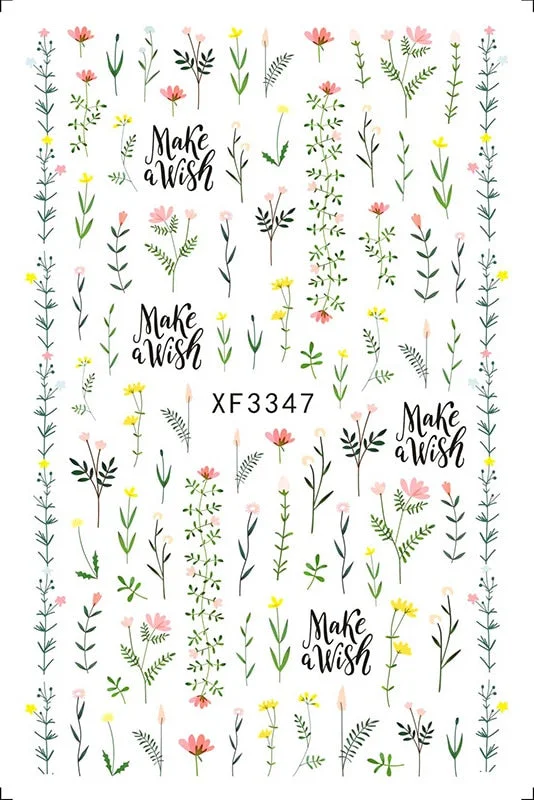 Popular Daisy Nail Sticker for Design Decoration Sunflower Nail Art Decals Adhesive Himawari Sticker for Nail Manicure Design