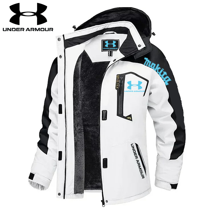 Společnost MAKITA® se spojila se značkou Under Armour, aby vytvořila novou pánskou nepromokavou a větruodolnou pracovní bundu na turistiku.