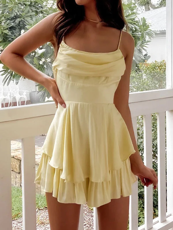 Ruched playsuit in beige