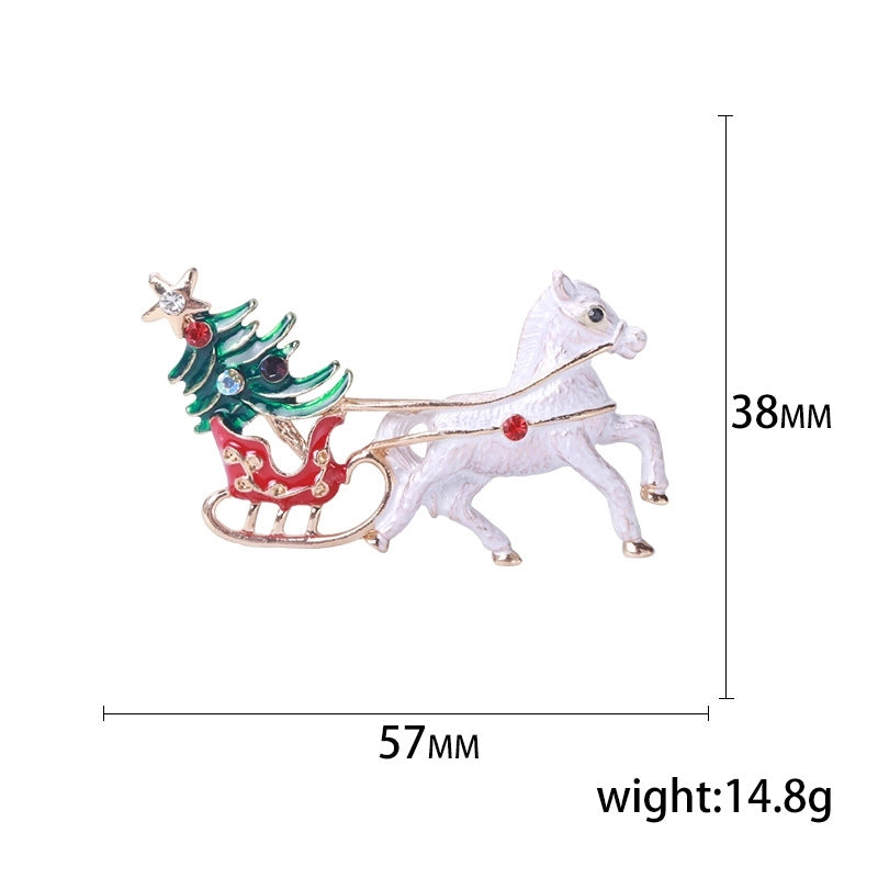 Cute Classic Style Pin Santa Claus Snowflake Elk Alloy Enamel Inlay Rhinestones Unisex Brooches