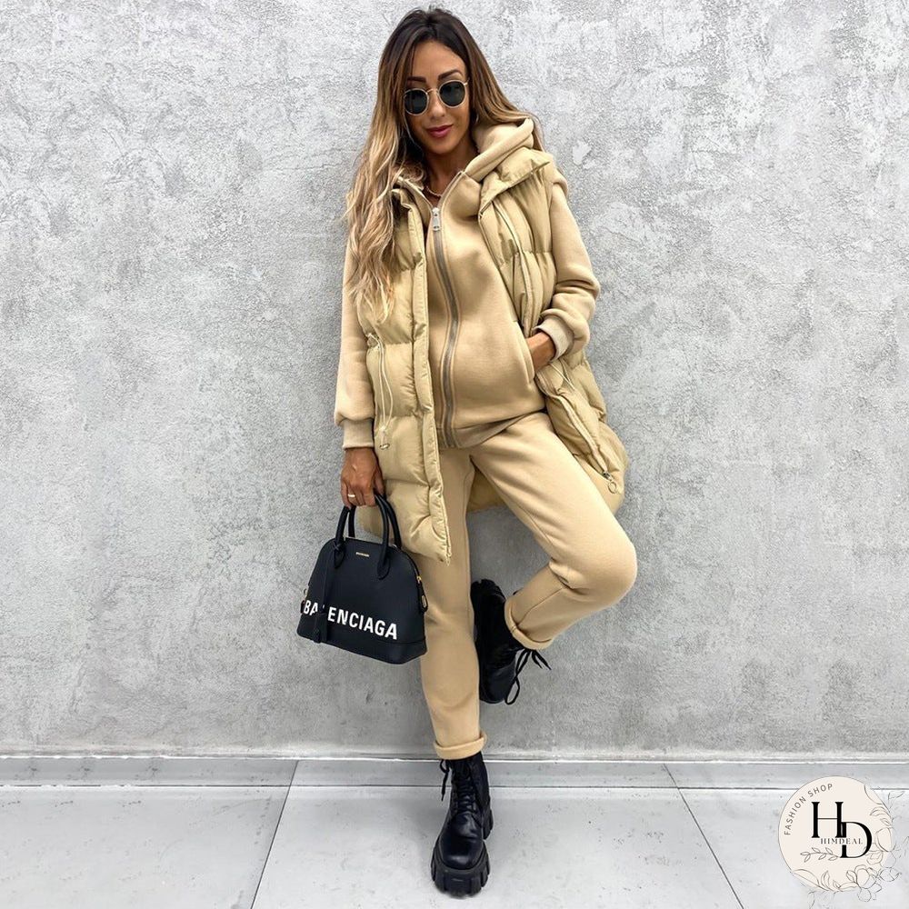 Drawstring Waist Zip Up Gilet Puffer Jacket