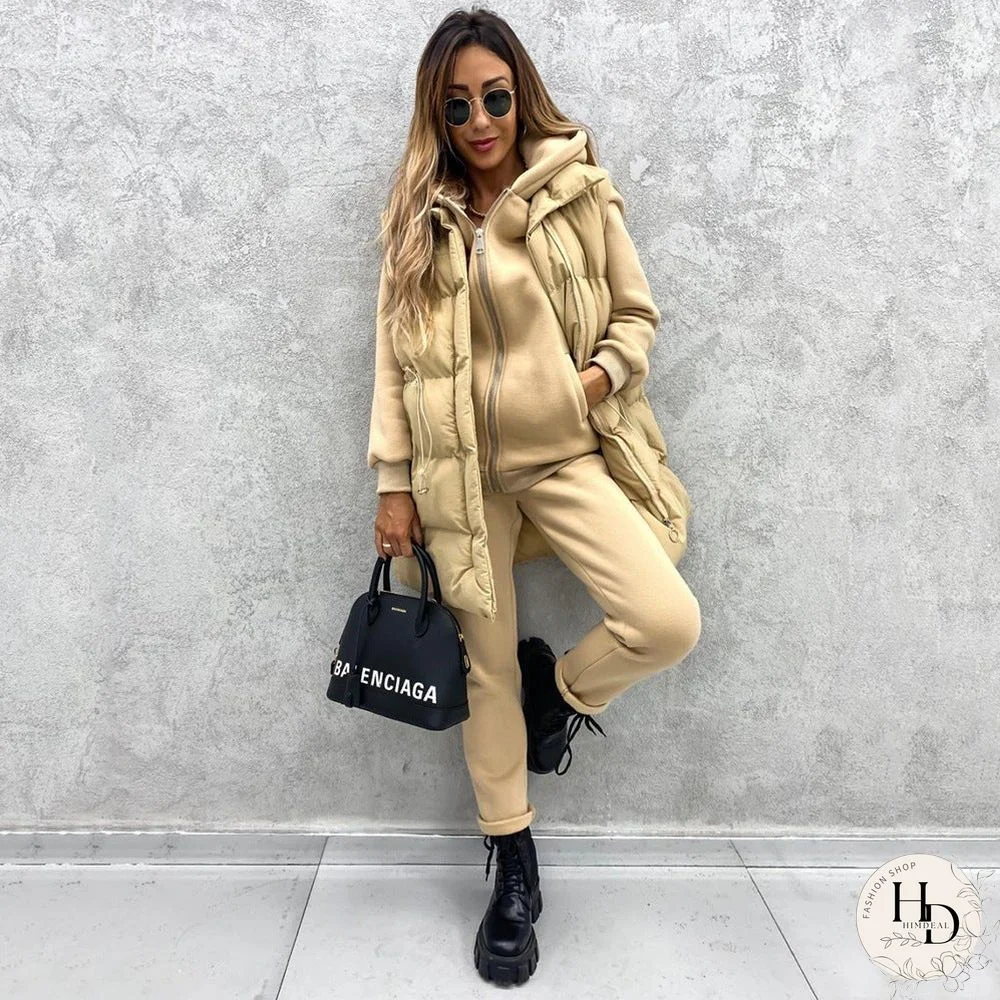 Drawstring Waist Zip Up Gilet Puffer Jacket