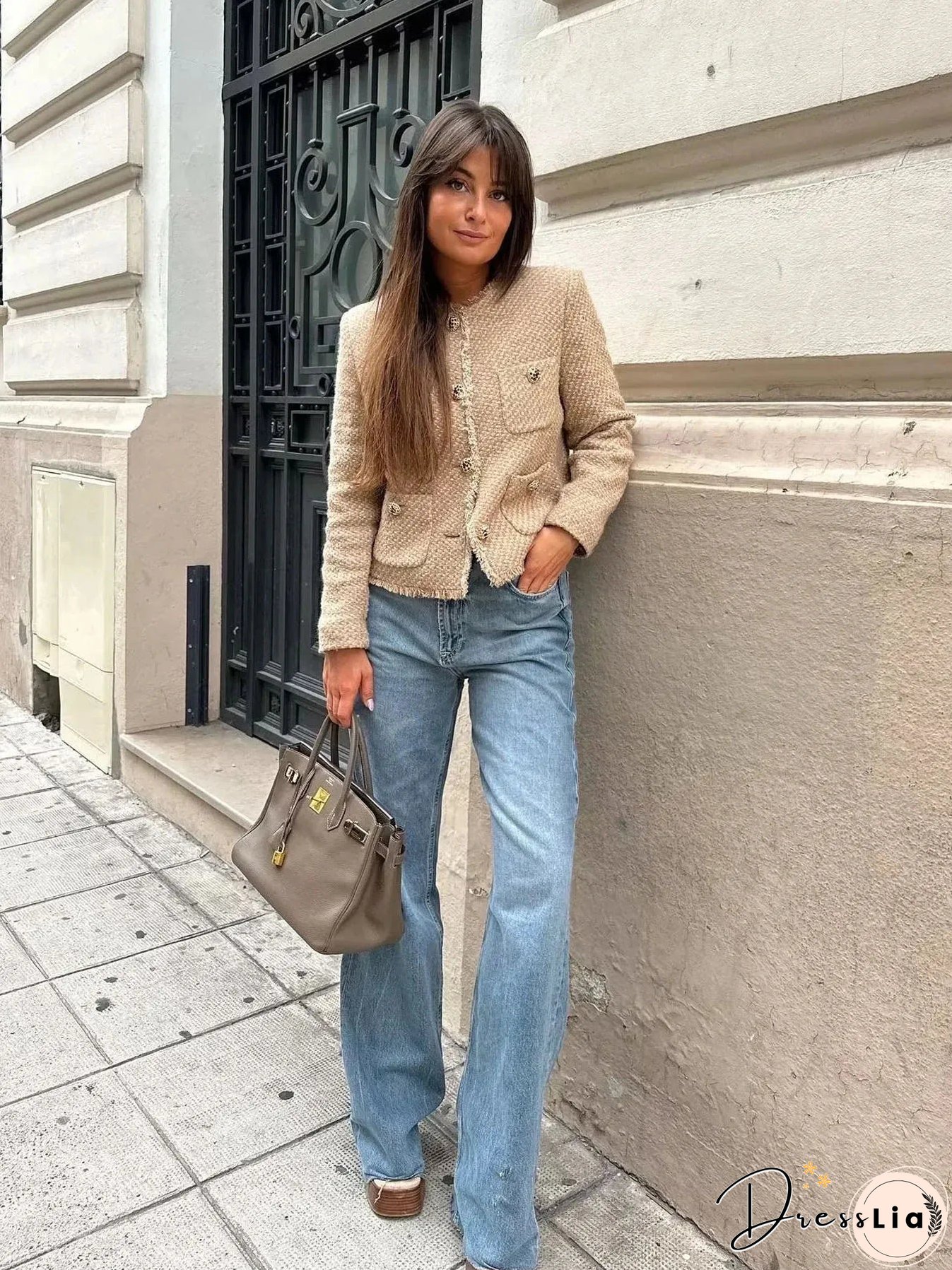 Women's Jacket Coat Tweed Cropped Jacket New in Outerwears Autumn Winter Crop jacket Woman Long Sleeve Elegant Short Coats