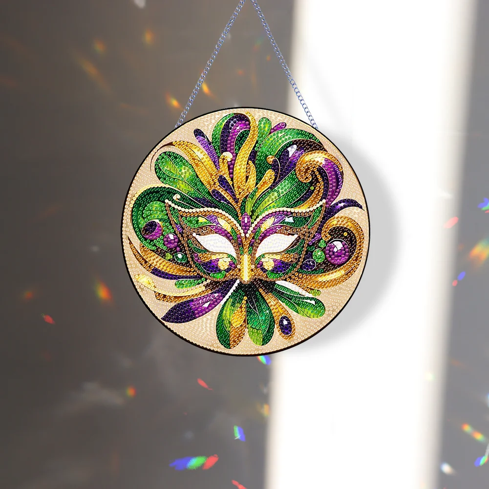 DIY St Patrick Mask Acrylic Wreath Diamond Painting Hanging Pendant Wall Decor