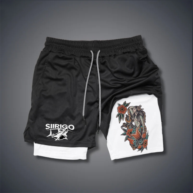 Mythology Goddess with Flowers Graphic GYM PERFORMANCE SHORTS