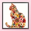 Floral Cat Bead Embroidery Kit Pre-Printed Bead Cross stitch