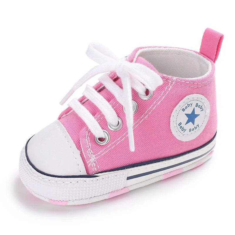 Baby Shoes Boy Girl Star Solid Sneaker Cotton Soft Anti-Slip Sole Newborn Infant First Walkers Toddler Casual Canvas Crib Shoes