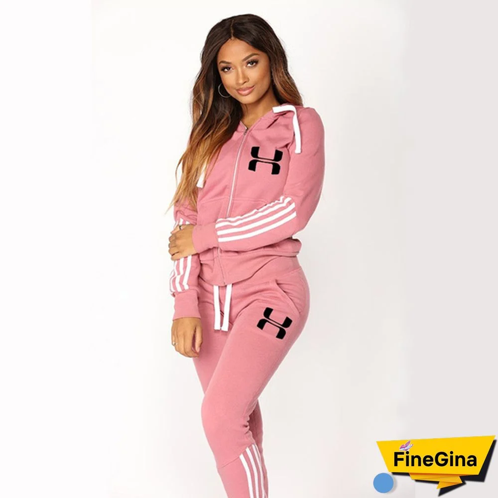 Hot Brand Ladies Fashion Tracksuit Zipper Hoodies and Sweatpants Classic Womens Outdoor Casual Sports Slim Fit Jogging Suits