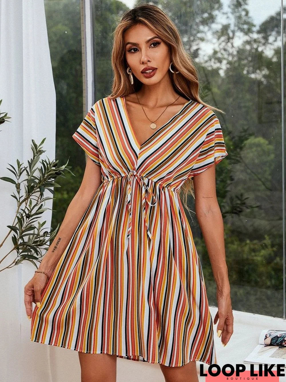 Colorful Striped Sweet Dress