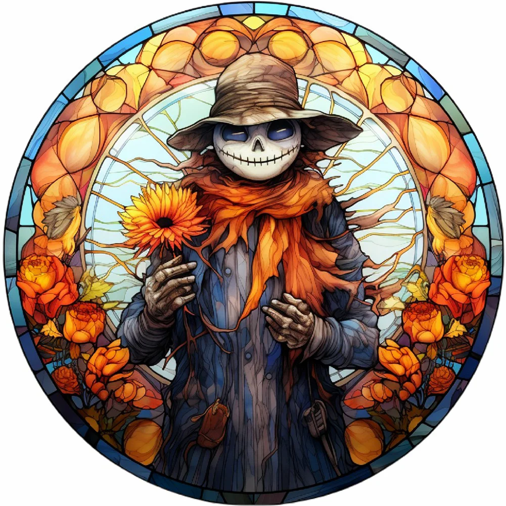 Full Round Diamond Painting - Stained Glass Scary Halloween(Canvas|30*30cm)