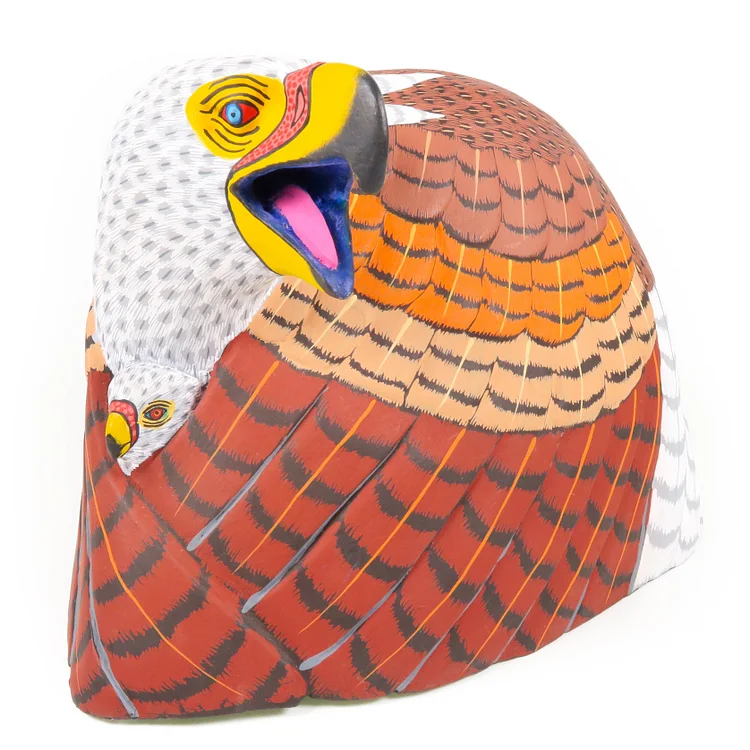 Bald Eagle Mother With Baby - Oaxacan Alebrije Wood Carving