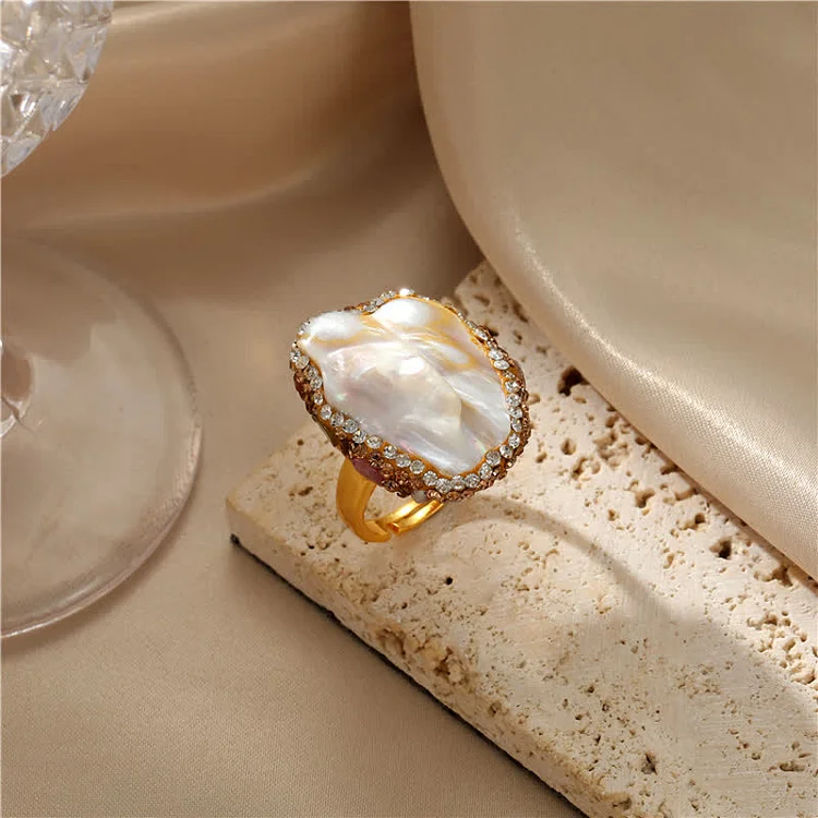 Olivenorma Elegant Baroque Natural Pearl Ring