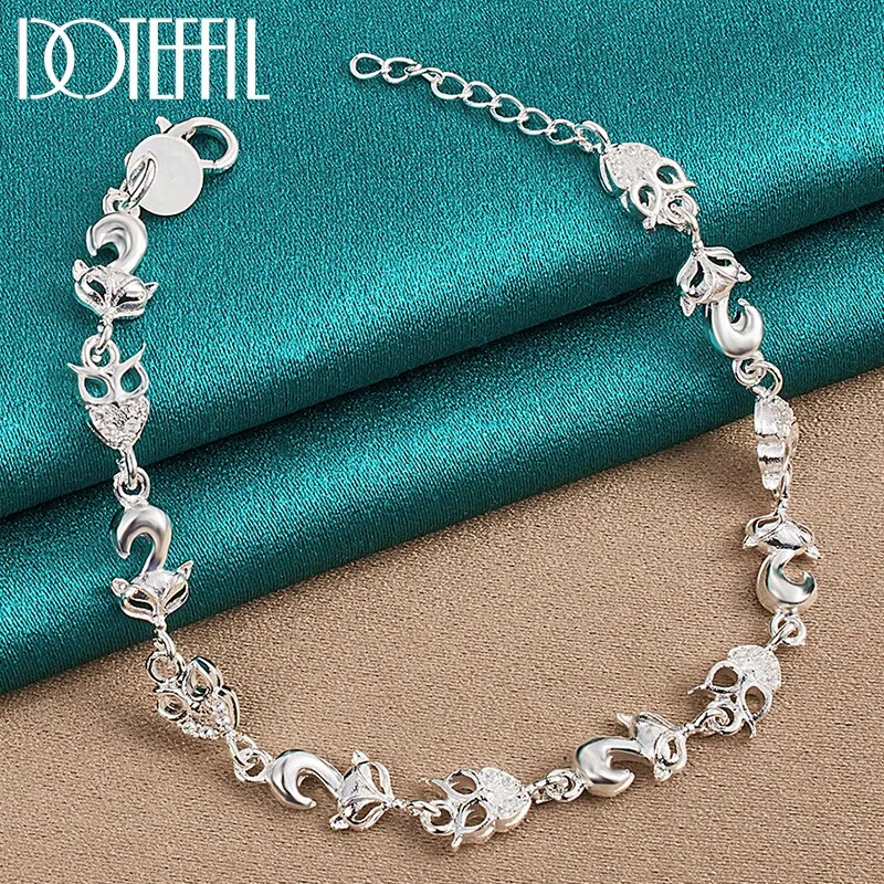 925 Sterling Silver Fox Owl AAA Zircon Bracelet Chain For Women Jewelry