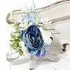 10PCS Blue Wedding Catering Bridal Groom Guests Corsage Boutonniere Wrist Artificial Flower Bouquets