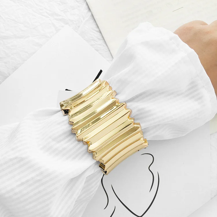 Fashion Irregular Metallic Wide Bracelet-Gold