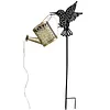 Solar Watering Can Stake Light Angel Hummingbird Iron Art Outdoor