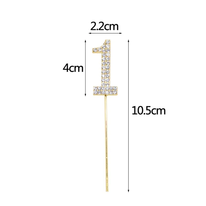 1Pc Gold Silver Diamond-studded Number 0-9 Cake Topper for Birthday Party Decoration Wedding Cake Decorations Cupcake Toppers