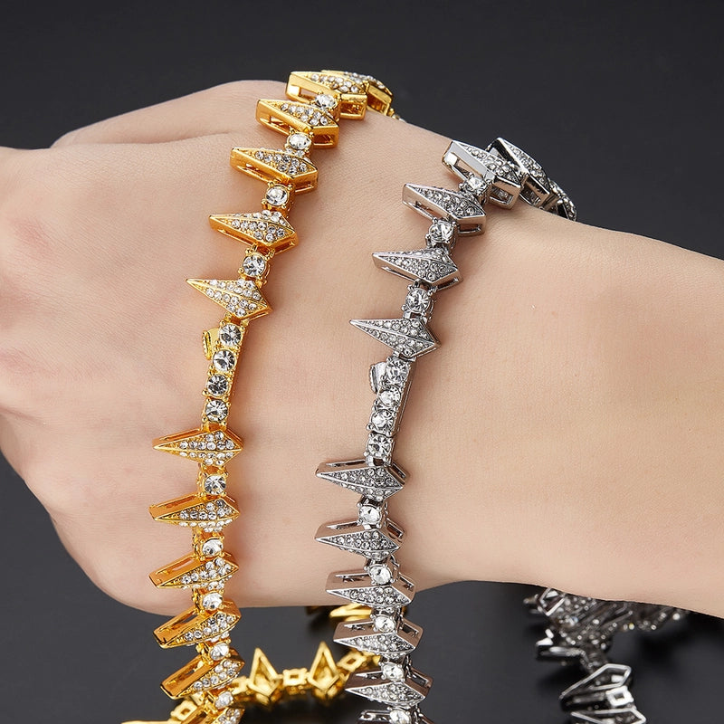 Hip Hop Necklace Jewelry Hiphop Zinc Alloy Rhinestone Cuban Link Chain Necklace Couple Trendy Brand