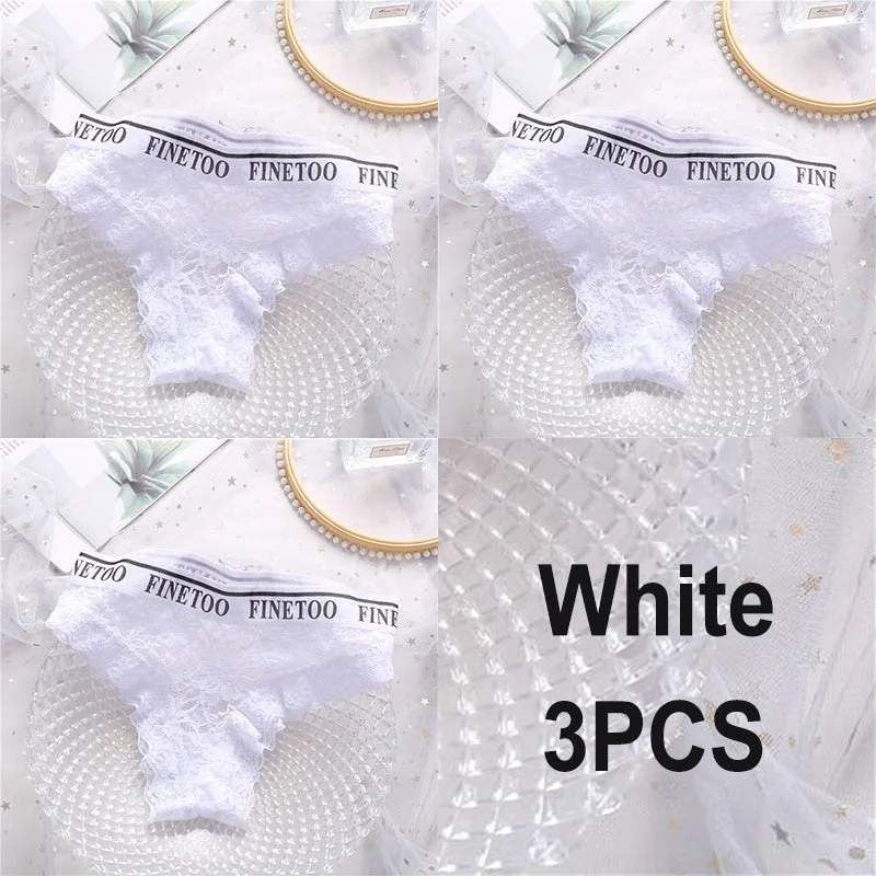 3PCS/Set Lace Panties Women Sexy Underwear Briefs Floral Lace Female Underpants Solid Color Intimate Lingerie Woman Panties M-XL