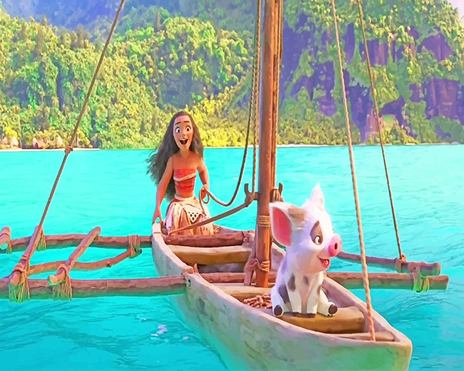 

Moana On Boat With Pua – Paint By Numbers - 40*50CM, 501 Original