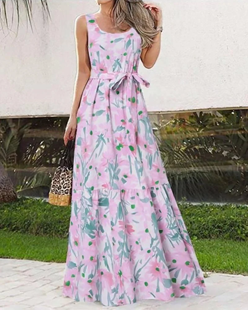 Casual Sleeveless Print Dress